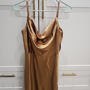 Reverly Nadia Satin Dress in Gold Size 8